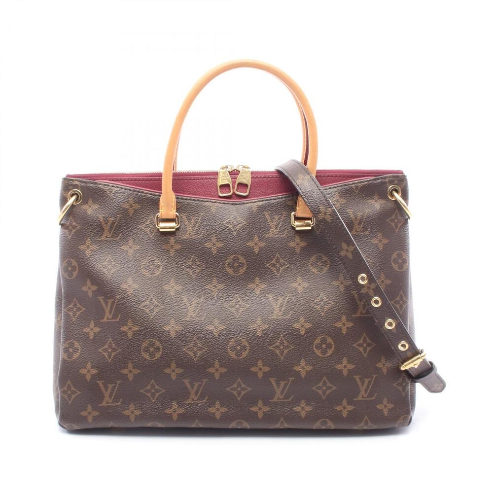 Louis Vuitton Pallas Handbag Canvas Leather Monogram Brown Burgundy Red